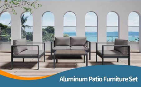 Aluminum Modern 4 Piece Sofa Seating Group For Patio Garden Outdoor