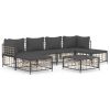 7 Piece Patio Lounge Set with Cushions Anthracite Poly Rattan