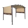 12 x 9 Ft Outdoor Pergola Retractable Shade Canopy Arched Gazebo with Adjustable Waterproof Sun Shade Pergola for Garden Lawn Deck (Beige)
