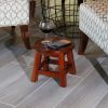 Carved Wooden Step Stool, Butterflies, Cherry