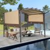 12 x 9 Ft Outdoor Pergola Retractable Shade Canopy Arched Gazebo with Adjustable Waterproof Sun Shade Pergola for Garden Lawn Deck (Beige)