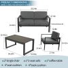 Aluminum Modern 4 Piece Sofa Seating Group For Patio Garden Outdoor