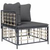 7 Piece Patio Lounge Set with Cushions Anthracite Poly Rattan