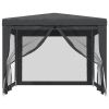 Party Tent with 4 Mesh Sidewalls Anthracite 9.8'x9.8' HDPE
