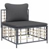 6 Piece Patio Lounge Set with Cushions Anthracite Poly Rattan