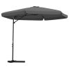 Outdoor Parasol with Steel Pole 118.1"x98.4" Anthracite