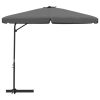 Outdoor Parasol with Steel Pole 118.1"x98.4" Anthracite