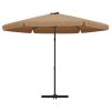 Outdoor Parasol with Steel Pole 118.1" Taupe