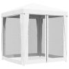 Party Tent with 4 Mesh Sidewalls 6.6'x6.6' White