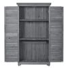 TOPMAX Wooden Garden Shed 3-tier Patio Storage Cabinet Outdoor Organizer Wooden Lockers with Fir Wood (Gray Wood Color -Shutter Design)