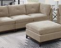 Modular Living Room Furniture Ottoman Camel Chenille Fabric 1pc Cushion Ottoman Couch Exposed Wooden base