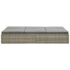 Convertible Sun Bed with Cushion Poly Rattan Gray