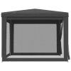 Party Tent with 4 Mesh Sidewalls Anthracite 9.8'x9.8' HDPE