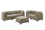 Modular Living Room Furniture Ottoman Camel Chenille Fabric 1pc Cushion Ottoman Couch Exposed Wooden base