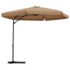 Outdoor Parasol with Steel Pole 118.1" Taupe