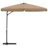 Outdoor Parasol with Steel Pole 118.1" Taupe