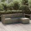 4 Piece Patio Lounge Set with Cushions Gray Poly Rattan
